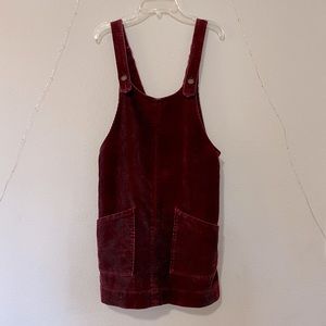 Maroon Corduroy Overall Dress